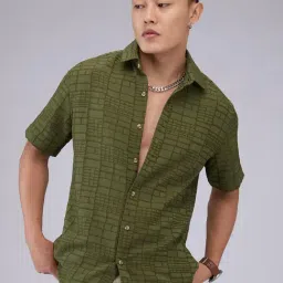 Vastrado Olive Relaxed Fit Texture Shirt-picture-17