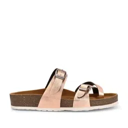hoversoul Hoversole Women's Kayla Rose Gold Cork Cross Strap Sandals image 3