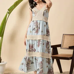DRAPE AND DAZZLE Women Floral Print A-Line Maxi Dress-picture-35