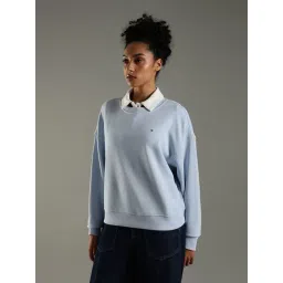 Tommy Hilfiger Blue Cotton Regular Fit Sweatshirt image 3