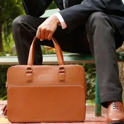 Louis Stitch Tan Leather Medium Multifunctional Executive Laptop Bag-image-33
