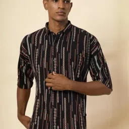 Rigo Onyx Black Loose Fit Printed Shirt-picture-38