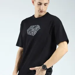 Rock.It Black Cotton Blend Regular Fit Printed T-Shirt image 4