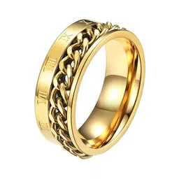 MEENAZ Men Gold-plated Stainless Steel Band Ring image 2