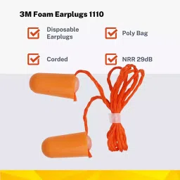 BRALA Polyvinyl Chloride and Polyurethane Foam Orange Foam with Corded Noise Reducing For Meditation During Study While Travelling Sleeping ear Plug (Pack of 120 Pair) image 2