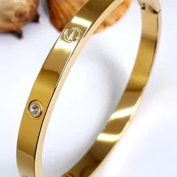 Shining Diva Fashion Gold-Plated Artificial Stones Studded Kada Bracelet image 5