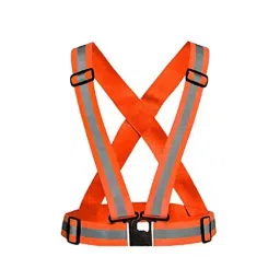 Rahul Professionals High Visibility Polyethylene and Plastic White & Orange Safety Helmet & Vest Belt Jacket Combo Free Size (Pack of 4) image 3