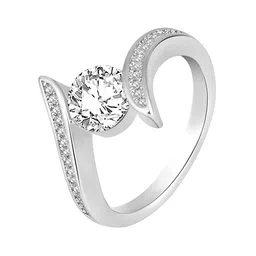 Peora Silver Plated CZ Studded Finger Ring image 3