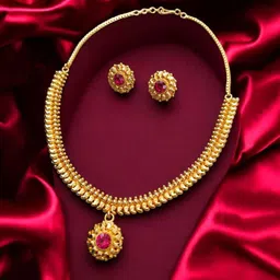 Pihtara Jewels Gold-Plated Stone Studded Jewellery Set-picture-24