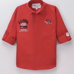 Dapper Dudes Full Sleeves Active Text Embroidered Shirt - Red-picture-34