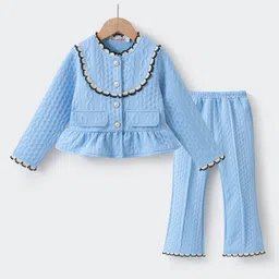 Kookie Kids Full Sleeves Top & Pant Party Set - Light Blue-picture-18