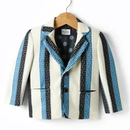 Noddy Knitted Half Sleeves Striped Textured Blazer - Turquoise-picture-28