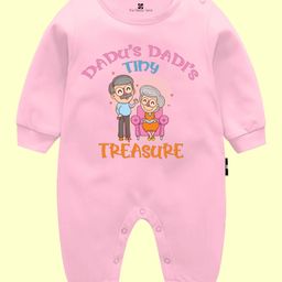 The Peppy Tend 100% Cotton Family Theme Full Sleeves Dadu Dadis Little Treasure Text Printed Romper - Pink-picture-20
