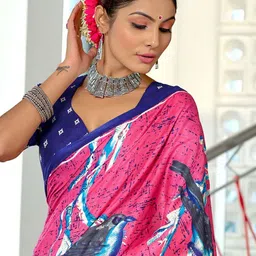 Panzora Ethnic Motifs Block Print Saree image 2