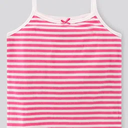 Pine Kids Singlet Anti Microbial & Biowashed Cotton Slips Striped Pattern Pack of 3 - Pink Yellow And Blue image 2