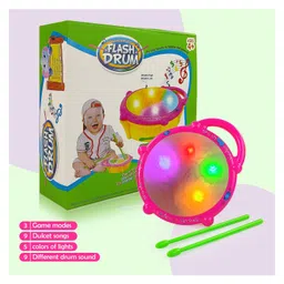 YAMAMA 3D Flash Drum Toys for Kids with Lights & Music- Multicolor image 2