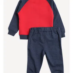 Wingsfield Full Sleeves Text & Bear Printed Sweatshirt & Joggers - Red image 3