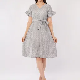 Mishy Women Bell Sleeves A-Line Dress-picture-11