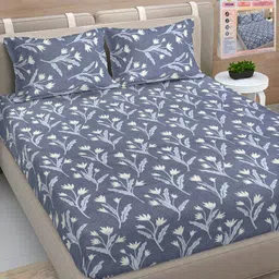 FABINALIV Blue & White Floral Printed 300 TC King Bedsheet Set 2.50 m x 2.25 m-image-89