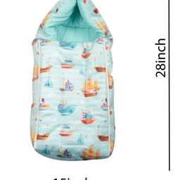 Mittenbooty Infant baby Sleeping Bag Velvet cum Wrap Ship Print-Blue image 3