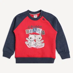 Wingsfield Full Sleeves Text & Bear Printed Sweatshirt & Joggers - Red image 4
