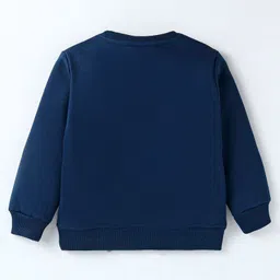Smarty Boys Premium Stretch Fleece Knit Full Sleeves Winter Wear Co-Ord Set With Text Embroidery - Navy image 3