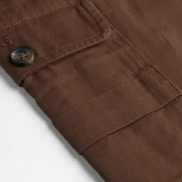 UCB Cotton Woven Full Length Trouser With Cargo Pockets - Dark Brown image 3
