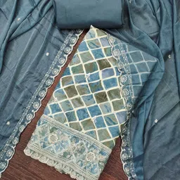 KALINI Printed Unstitched Dress Material image 5