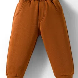 Mini Taurus Fleece Knit Full Sleeves Winter Wear T-Shirt & Joggers Set with Boy Text Print - Beige image 4