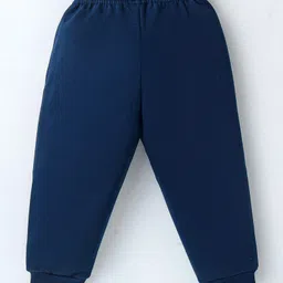 Smarty Boys Premium Stretch Fleece Knit Full Sleeves Winter Wear Co-Ord Set With Text Embroidery - Navy image 5
