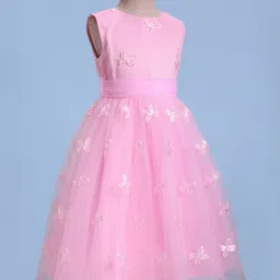 Mark & Mia Woven Sleeveless Mesh Party Dress with Floral Design & Shimmer - Pink image 5