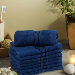 kopa BIANCA Navy Blue Set of 8 Solid 380 GSM Cotton Face Towels image 1
