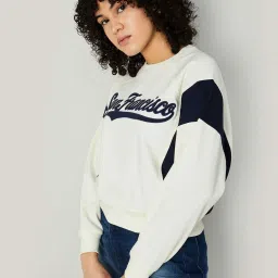 Ginger by Lifestyle White & Blue Cotton Printed Sweatshirt image 3