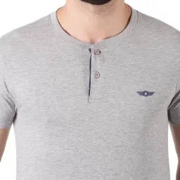 Force NXT Black & Grey Melange Cotton Regular Fit Henley T-Shirt - Pack Of 2 image 3