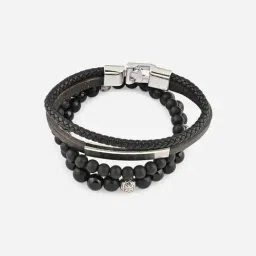 The Bro Code Silver Black Bracelets for Men Pack of 4-image-11