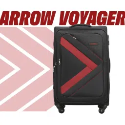 Citizen Arrow Voyage Black & Red Color Block Soft Medium Trolley Bag - 68 Cms image 3