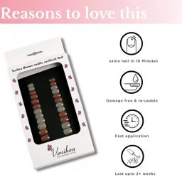 Venihea Brown Marble Artificial Nails - Set of 24 image 3