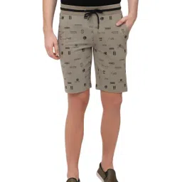 Being Human Sage Green Cotton Regular Fit Printed Shorts-image-9