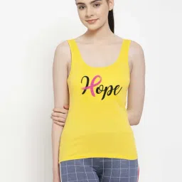Friskers Yellow Graphic Print Camisole-image-27