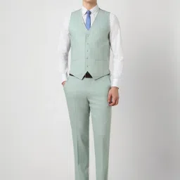 Van Heusen Green Slim Fit Self Pattern Three Piece Suit image 3