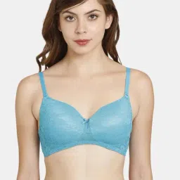 Rosaline by Zivame Light Blue Lace Padded Bra-image-8