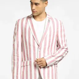 Jack & Jones Pink Regular Fit Striped Blazers-picture-23