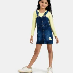 Peppermint Kids Yellow & Blue Regular Fit Full Sleeves Dungaree-picture-18
