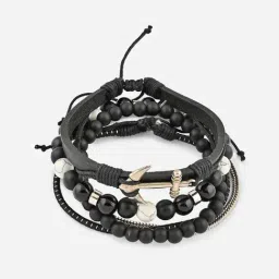 The Bro Code Silver Black Bracelets for Men Pack of 4-image-10