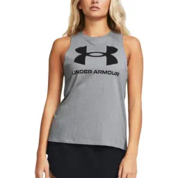 UNDER ARMOUR Grey Cotton Printed Sports Tank Top-image-60
