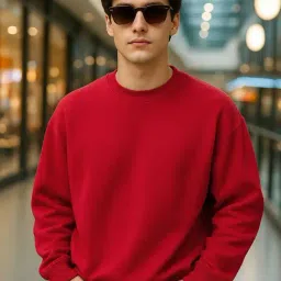 Bewakoof Men's Salsa Red Oversized Sweatshirt image 4