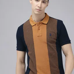 U.S. Polo Assn. Colourblocked Polo Collar Pure Cotton Slim Fit T-shirt-picture-21