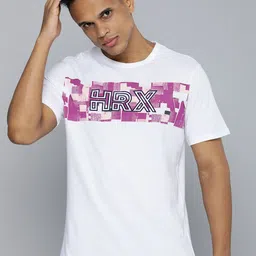 HRX By Hrithik Roshan Men White Bio-Wash Geometric Lifestyle T-shirt-picture-29