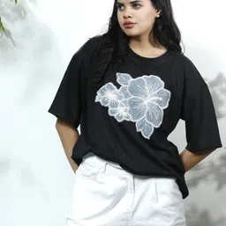 Athena Unapologetic Women Floral Colourblocked Applique T-shirt-picture-36