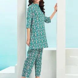 SELVIA Blue & White Printed Co-Ord Set image 3